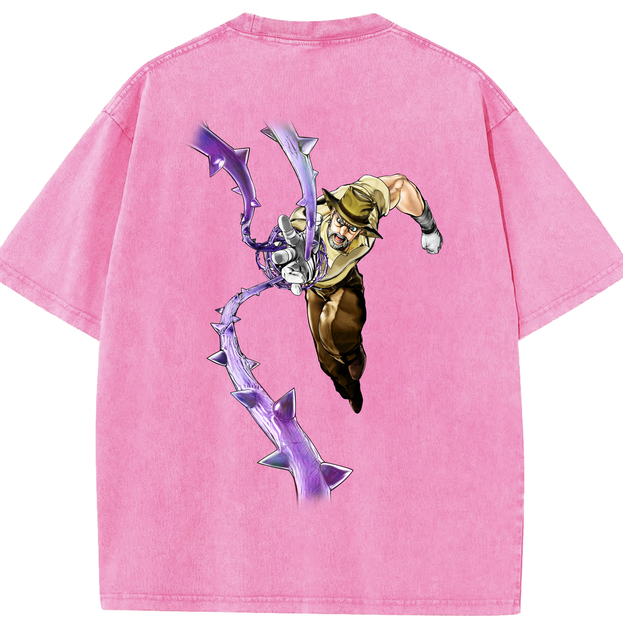 （画像用） ジョジョの奇妙な冒険 ジョセフ?ジョースター JoJo's Bizarre Adventure Joseph Joestar 綿100% ヴィンテージ風 半袖Tシャツ（背面プリント）